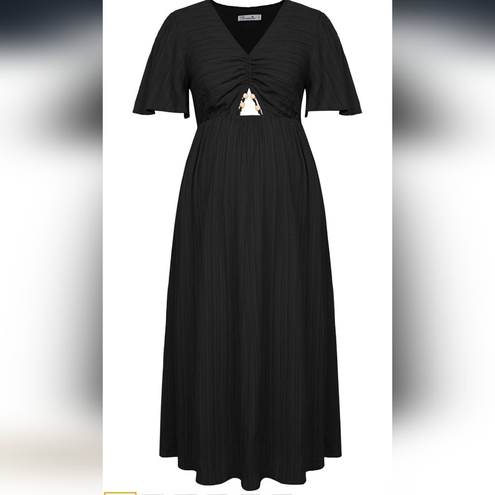 Women's Maternity Black Dress Flowy A-Line Dress Pregnancy Summer Dress